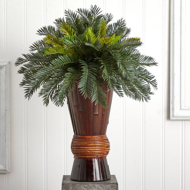 Silk Plant with Bamboo Vase - 29" Renaissance Romance Home Decor Accent - 2.42ft.