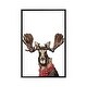 preview thumbnail 1 of 13, iCanvas "Christmas Moose" by Big Nose Work Framed Silver - 40x26