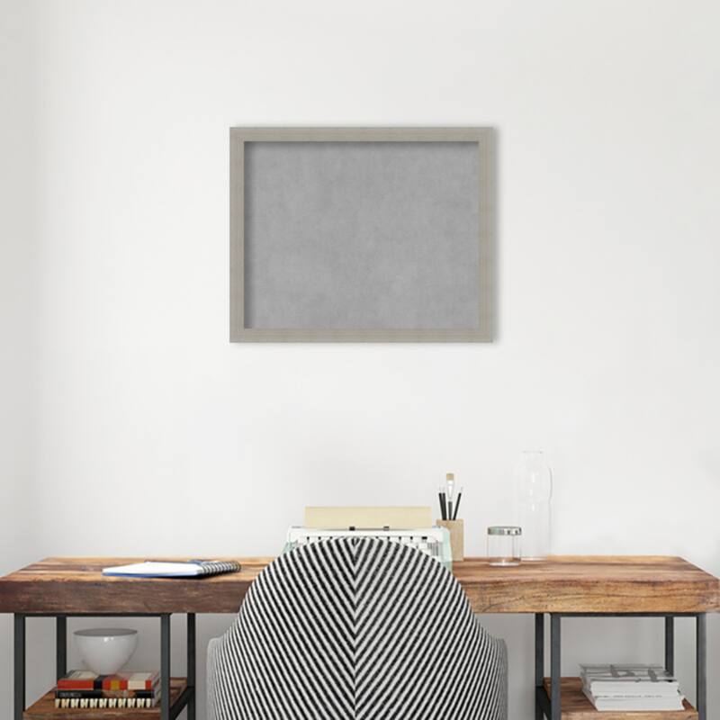 Amanti Art Woodgrain Stripe Grey Framed Magnetic Board