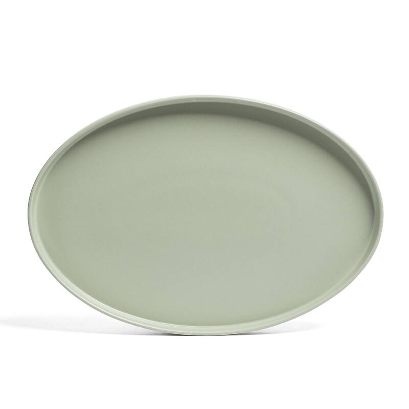 over&back Stackable Semi-Matte Stoneware Oval Serving Platter - Sage