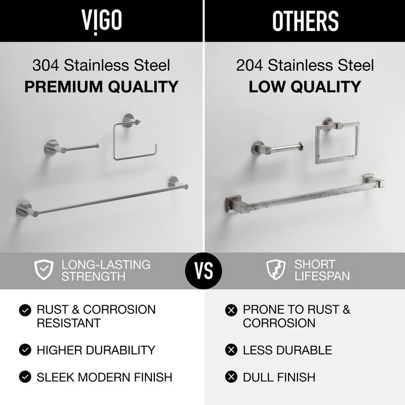 VIGO Cass 3-Piece Bathroom Hardware Accessory Set with 24 in. Towel Bar, Toilet Paper Holder, Hand Towel Holder