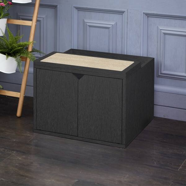 Shop Cat Litter Box Enclosure Black Tool Free Assembly And