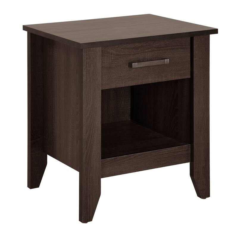 Nightstand with Drawer and Open Shelf - 24" - Dark Brown