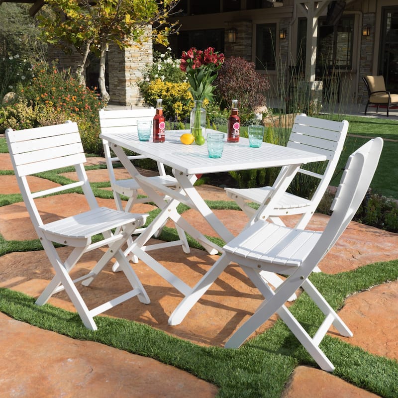 Positano Acacia Wood Outdoor 5-piece Dining Set by Christopher Knight Home - White