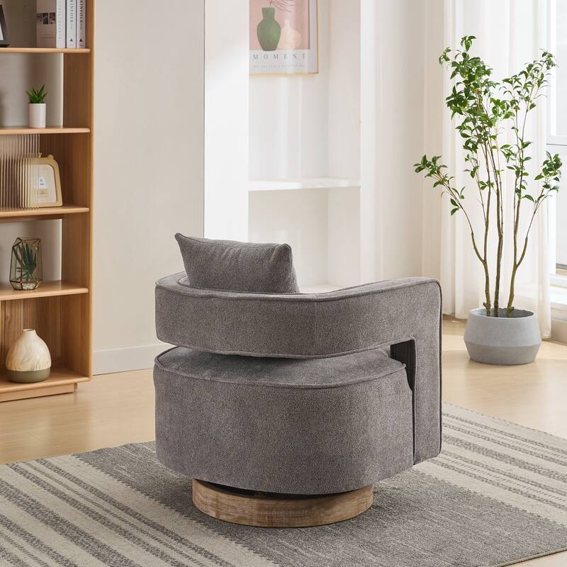 Swivel Accent Open Back Chair Modern Comfy Sofa Chair With Weathered Base For Nursery Bedroom Living Room Hotel Office