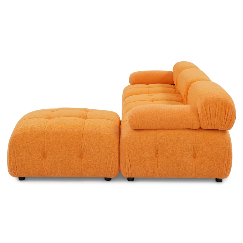 Modular Sectional Sofa, Button Tufted Designed and DIY Combination, L-Shaped Velvet Upholstered Couch with Reversible Ottoman