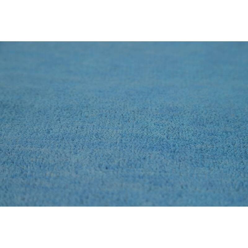 Hand Knotted Oriental 100% Wool Carpet Modern Solid Navy Blue & Blues Gabbeh Area Rug - 10' 1'' X 7' 2''