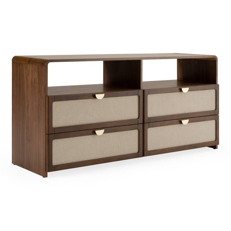 Modrest Emilio Modern Natural Burlap & Walnut Dresser