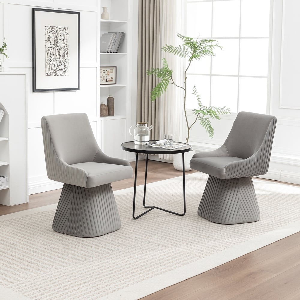 SEYNAR Modern Velvet 360 Degree Swivel Armless Dining chair Set of 2