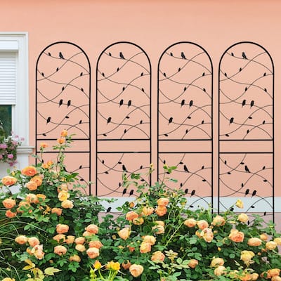 4 Pack Metal Garden Trellis 71" x 19.7" Rustproof Trellis for Climbing Plants Outdoor Flower Support Bird Deco