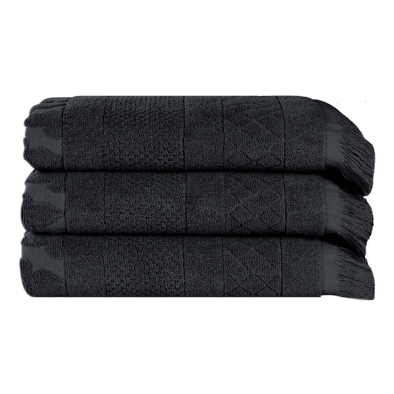Superior Rolla Cotton Geometric Jacquard Plush Soft Bath Towel Set of 3