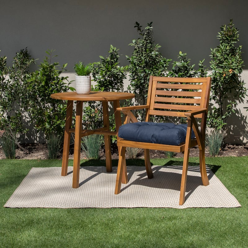 Sorra Home Sunbrella Tufted Chair Cushion Round U-Shaped Back 19 x 19 x 3" - 19 in x 19 in x 3 in - Spectrum Indigo
