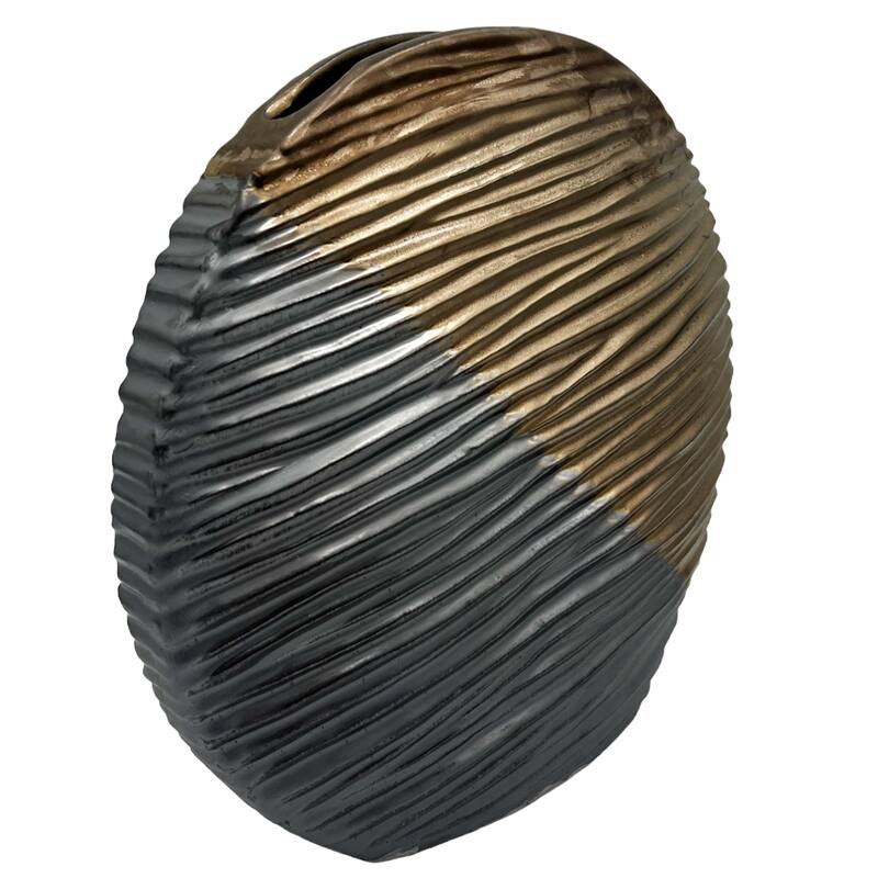 12 Inch Tall Brown and Gray Ceramic Vase