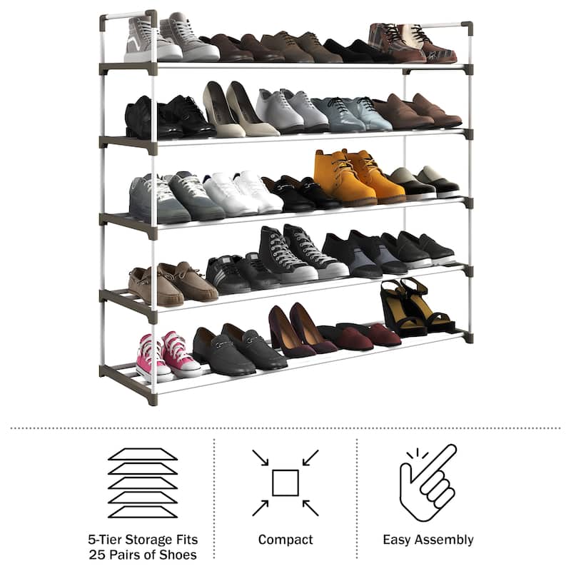 Shoe Rack - Shoe Organizer for Closet, Bathroom, Entryway by Home-Complete (White)