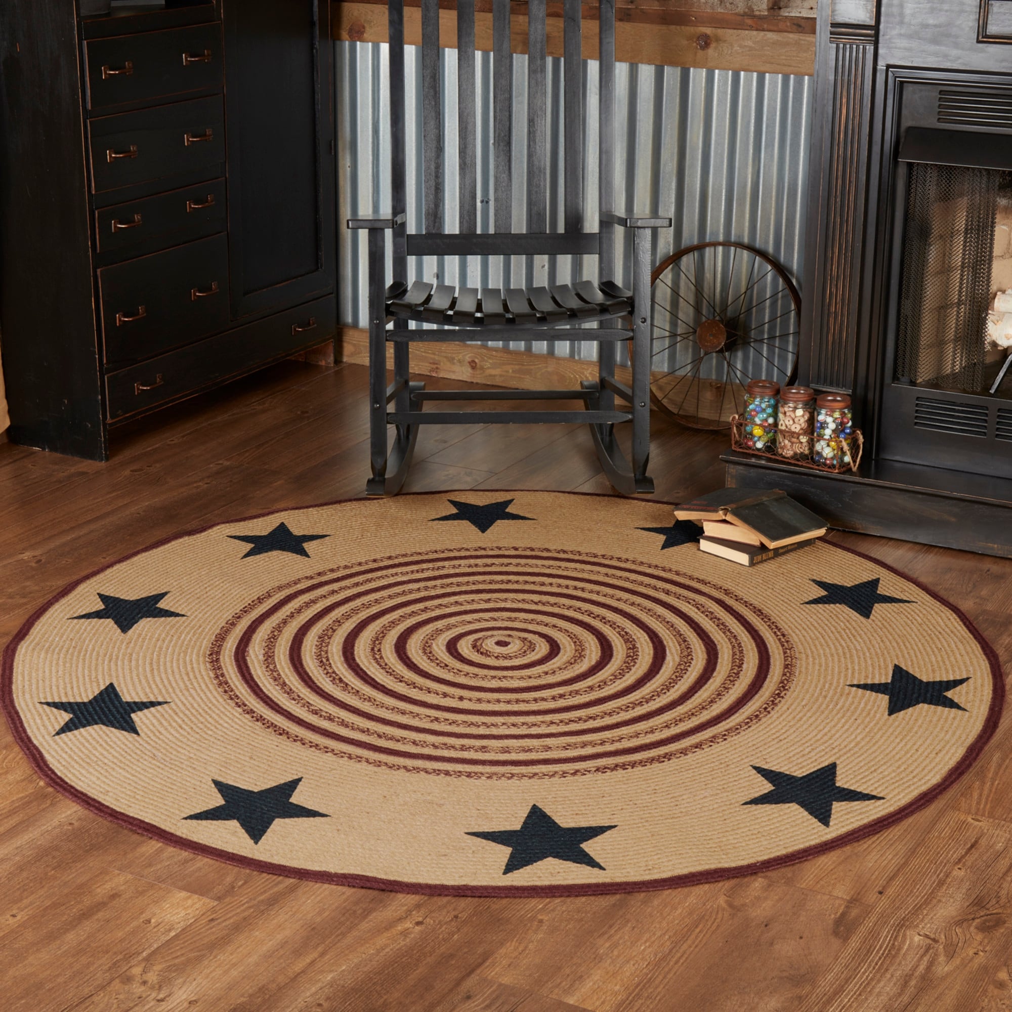 Potomac Stars Stenciled Jute Round Rug - 6' x 6'