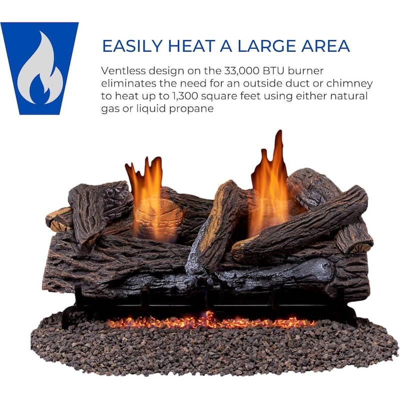 Duluth Forge DLS-24T 24" 33,000 BTU Vent Free Dual Fuel Log Set