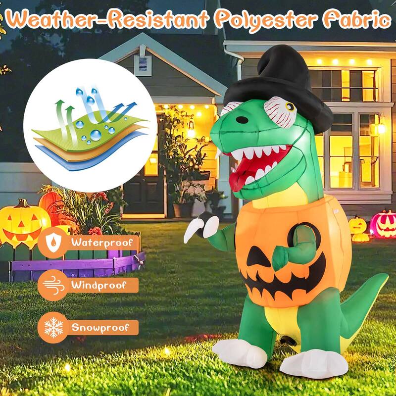 Costway 6 FT Inflatable Pumpkin Dinosaur with Built-in LED Lights & - See Details