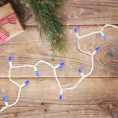 LED Mini Christmas Lights - Blue - 33' White Wire - 100ct