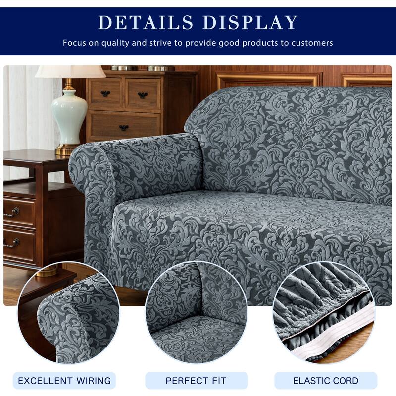 Subrtex 1 Piece Armchair Slipcover Jacquard Damask Spandex Furniture Protector
