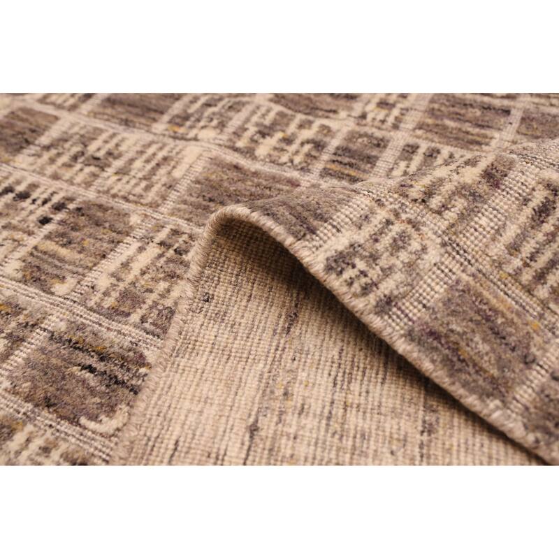 ECARPETGALLERY Hand Loomed Elysian Taupe Wool Rug - 6'5 x 9'11