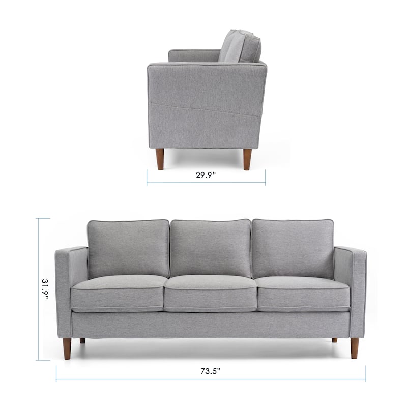 HANA Modern Linen Sofa w/ Arm Pockets by Crown Comfort