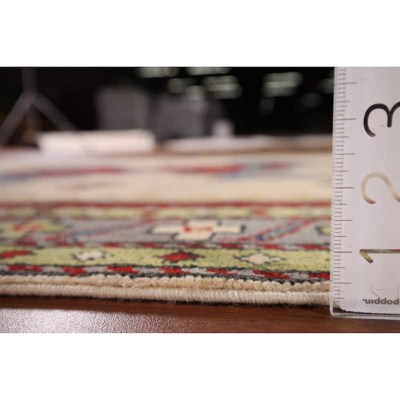 Oriental Beige Kazak Area Rug Handmade Wool Carpet - 4'1" x 6'0"