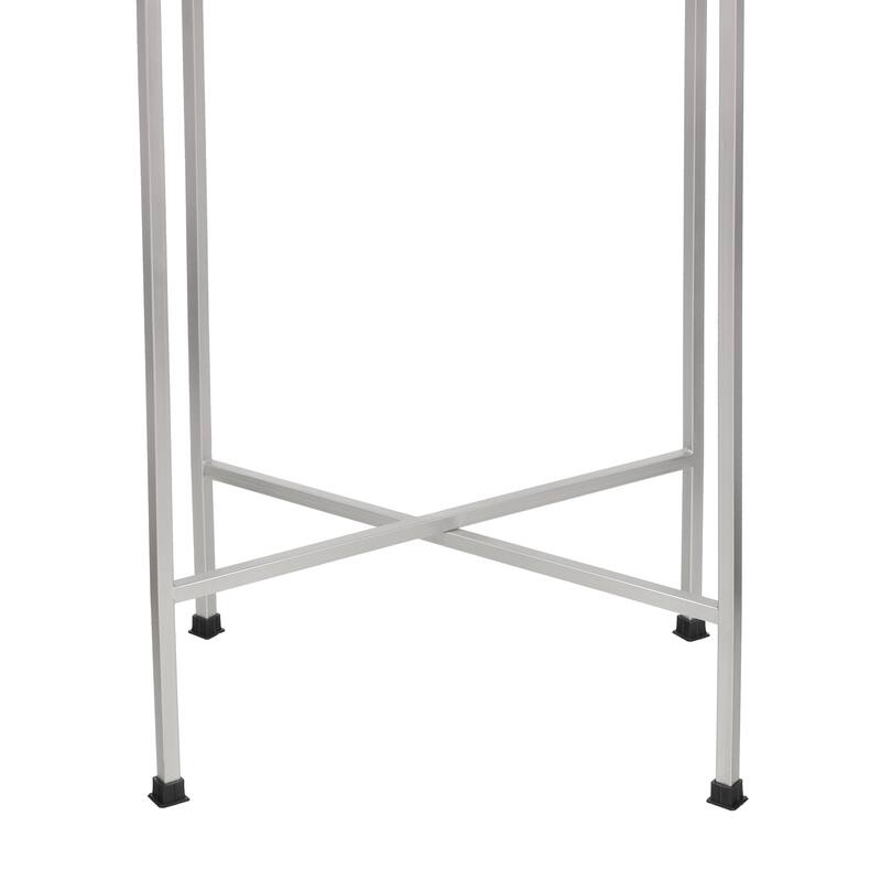 Sterling 26.25" Industrial Metal Foldable End & Side Table w/ Mirrored Tray Top, By JONATHAN Y