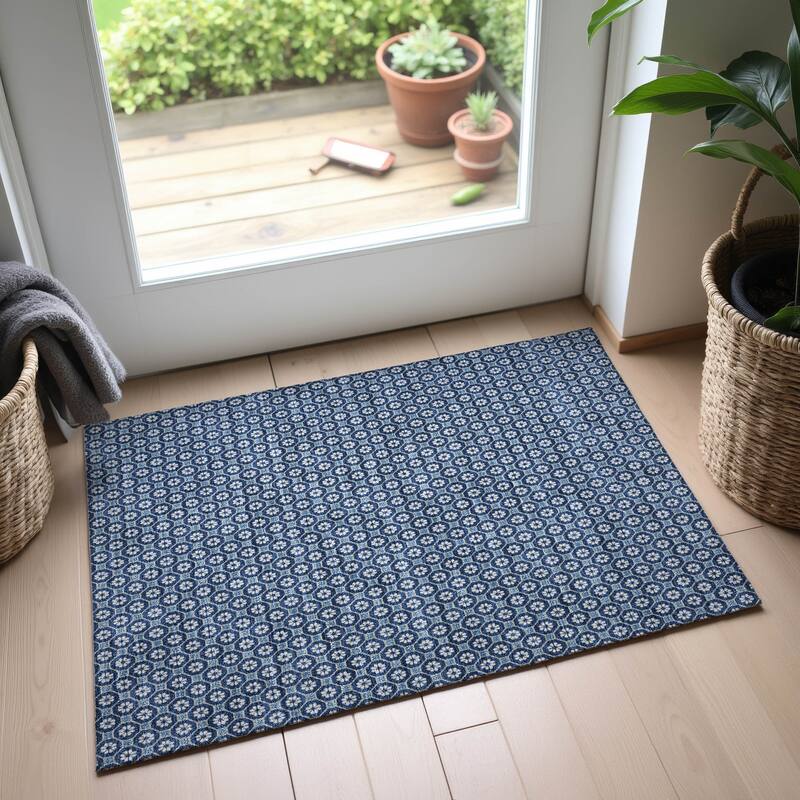 Premium Washable Super Soft Modern Imprints Mayfield Rug - Blue - 1'8" x 2'6"