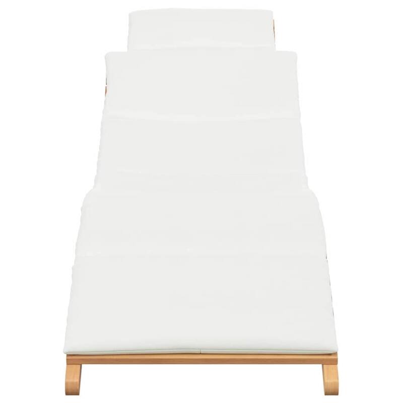 vidaXL Sun Lounger Cream white 188 x 55 x 59 cm Solid teak wood - 74.0 x 21.7 x 23.2