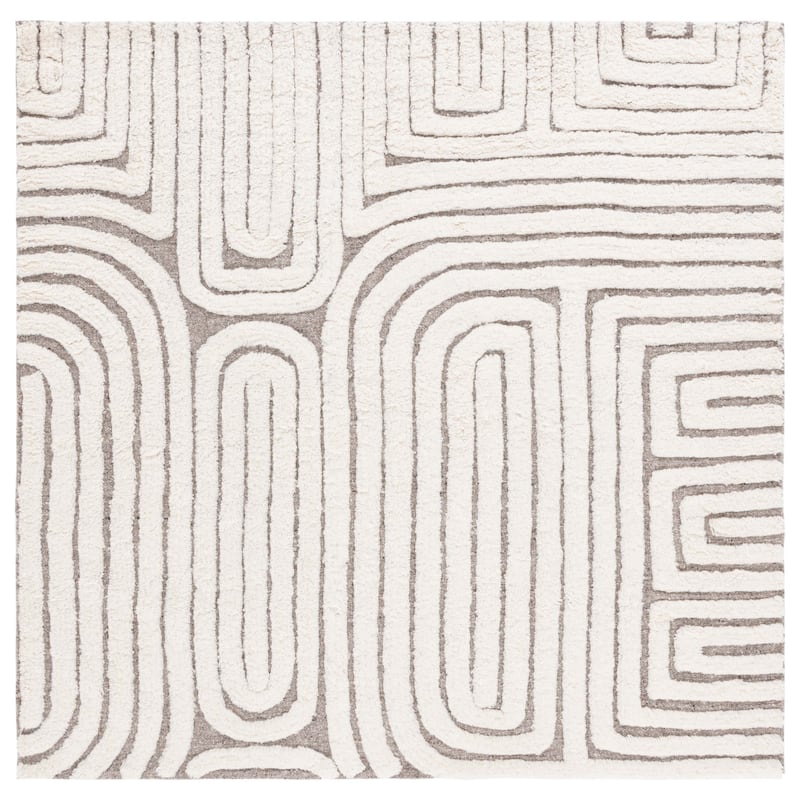 SAFAVIEH Handmade Kilim Lillie Modern Wool Rug - 8' Square - Beige/Ivory