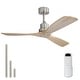 preview thumbnail 37 of 86, Sofucor 48/52 Inch Ceiling Fan with Light, Solid Wood Blades for Living Room, Bedroom,Smart Optional 52"-Remote Control-Non-light - Silver with Solid wood Blades