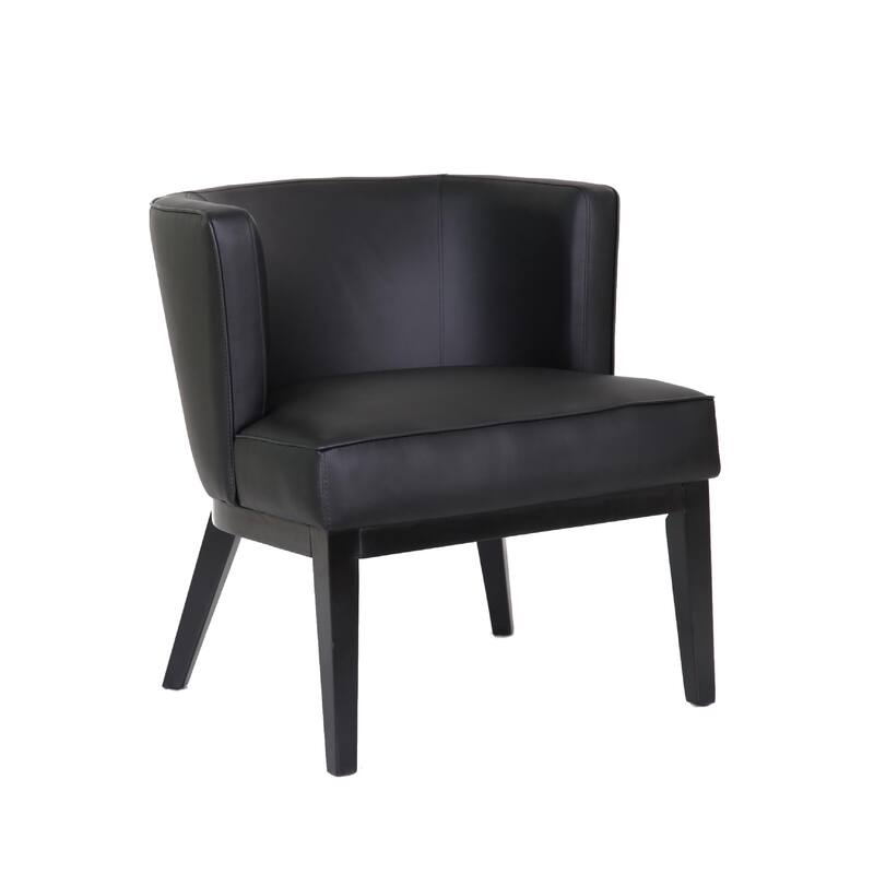 Yoma Reception Guest Chair, Smooth Black Vinyl, Rounded Backrest
