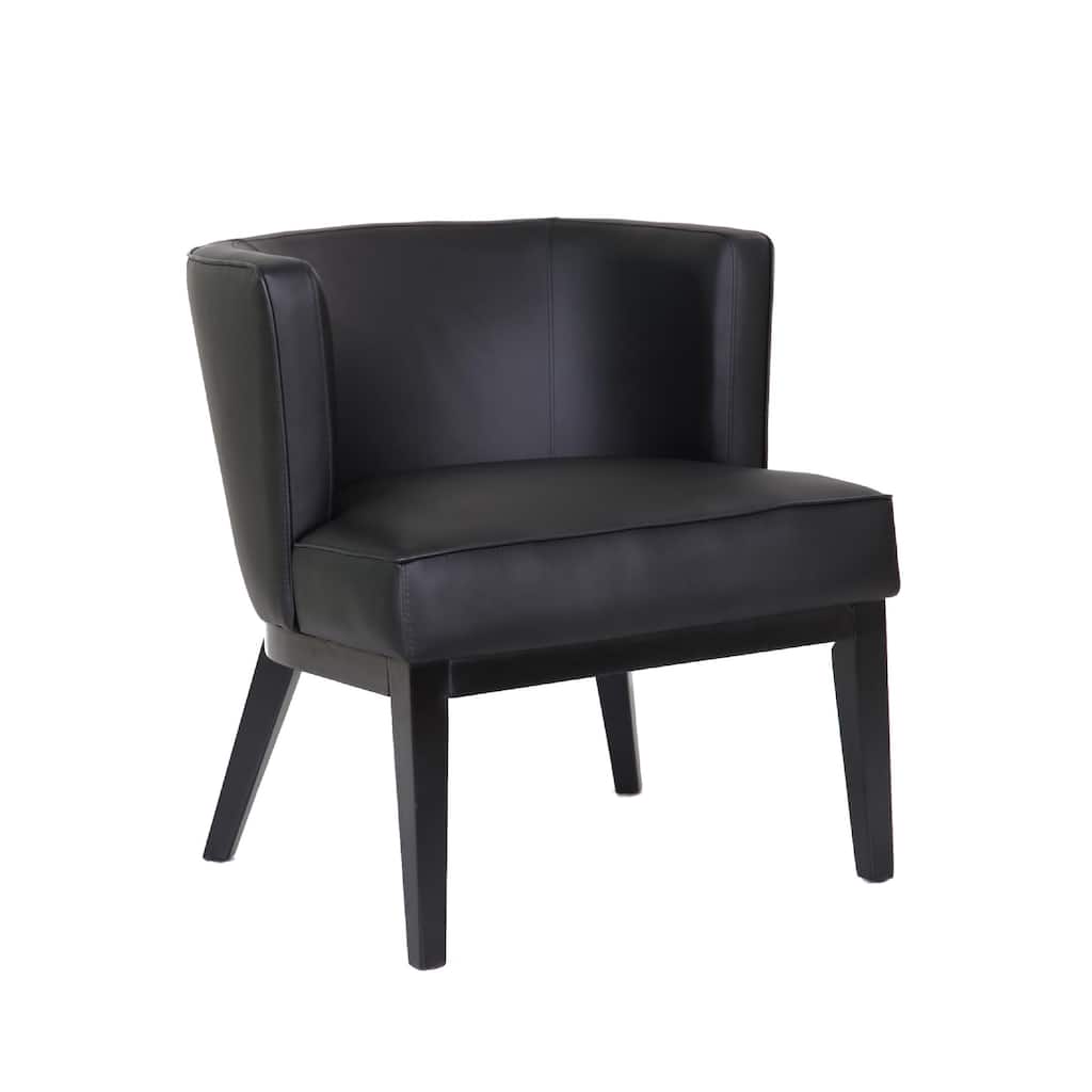 Yoma Reception Guest Chair, Smooth Black Vinyl, Rounded Backrest