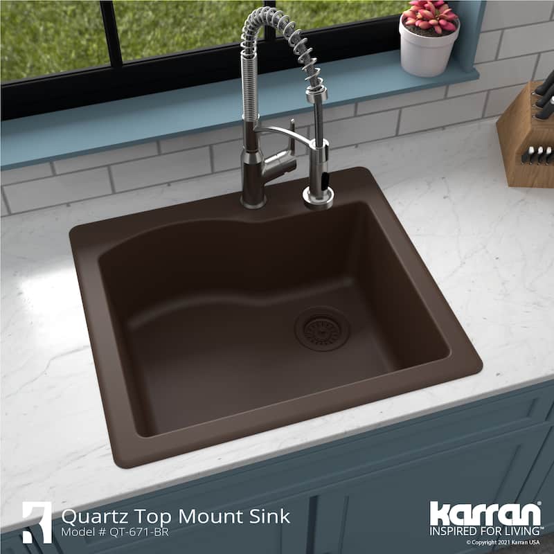 Karran Drop-in Quartz Single Bowl Kitchen Sink