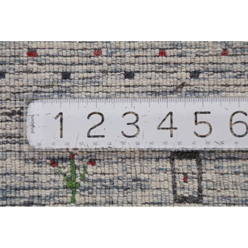 Hand Knotted Oriental 100% Wool Carpet Tribal Animal Pictorial Beige & Ivories Gabbeh Runner Rug - 9' 10'' X 2' 8''