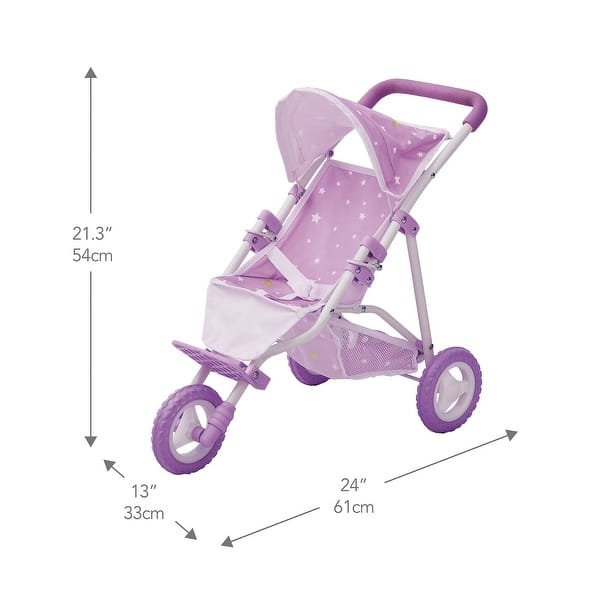 Olivia's Little World - Baby Doll Jogging Stroller - Purple / Stars - 21" L x 13" W x 21.26" H