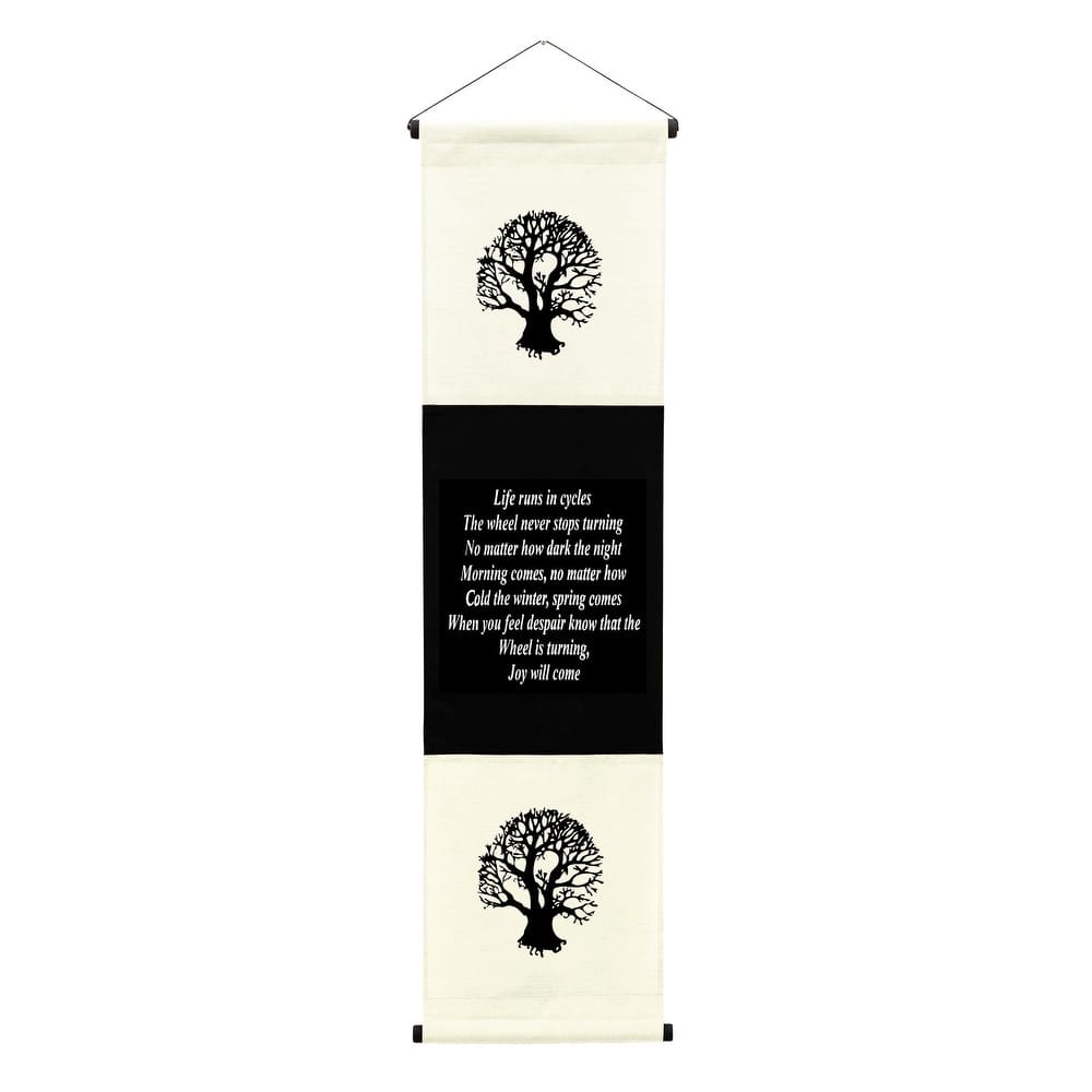 Inspirational Wall Decor "Life Run in Cycles" Banner Art, Inspiring Quote Hanging Scroll, Saying Tapestry