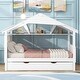 preview thumbnail 3 of 31, Full Size Solid Wood House Bed with Trundle and Storage for Kids
