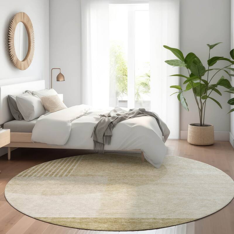 Machine Washable Indoor/ Outdoor Chantille Contemporary Deco Rug - Brown - 8' x 8'