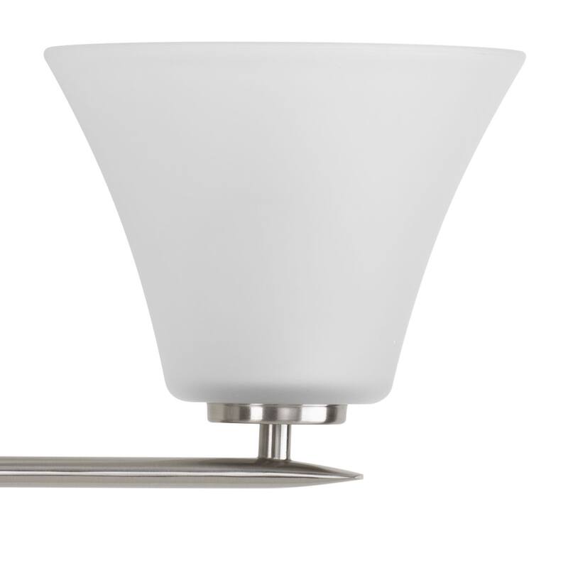 Bravo Collection Four-Light Brushed Nickel Etched Glass Modern Bath Vanity Light - 9" x 37.25" x 8.75"