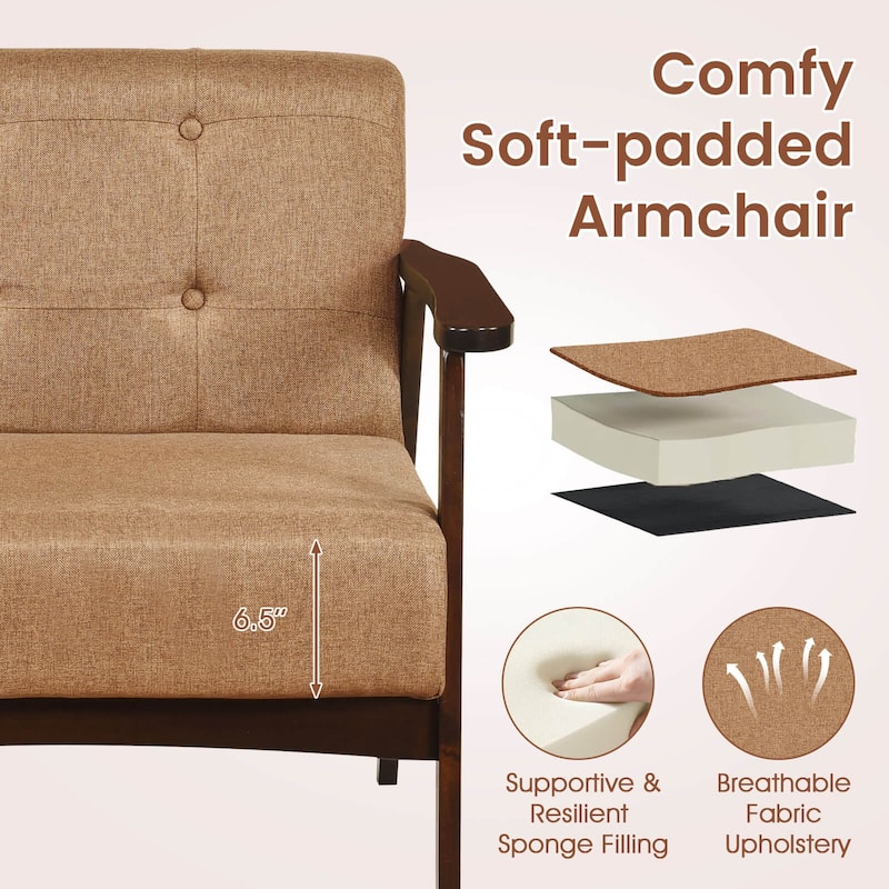 Costway 2PCS Accent Chair Button Tufted Mid-century Modern Lounge - See Details