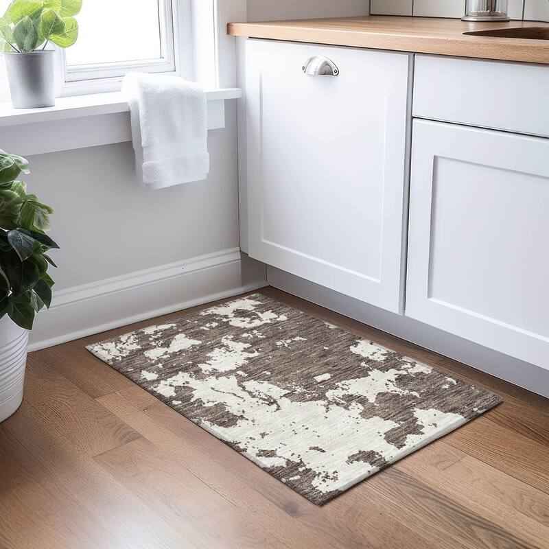 Machine Washable Indoor/ Outdoor Chantille Abstract Rug