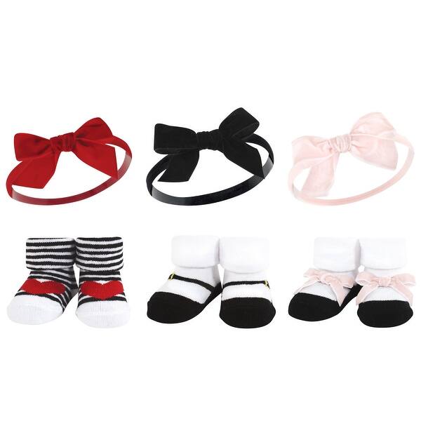 slide 1 of 1, Hudson Baby Infant Girl Headband and Socks Giftset, Red Pink, One Size - Red Pink Red Pink - One Size