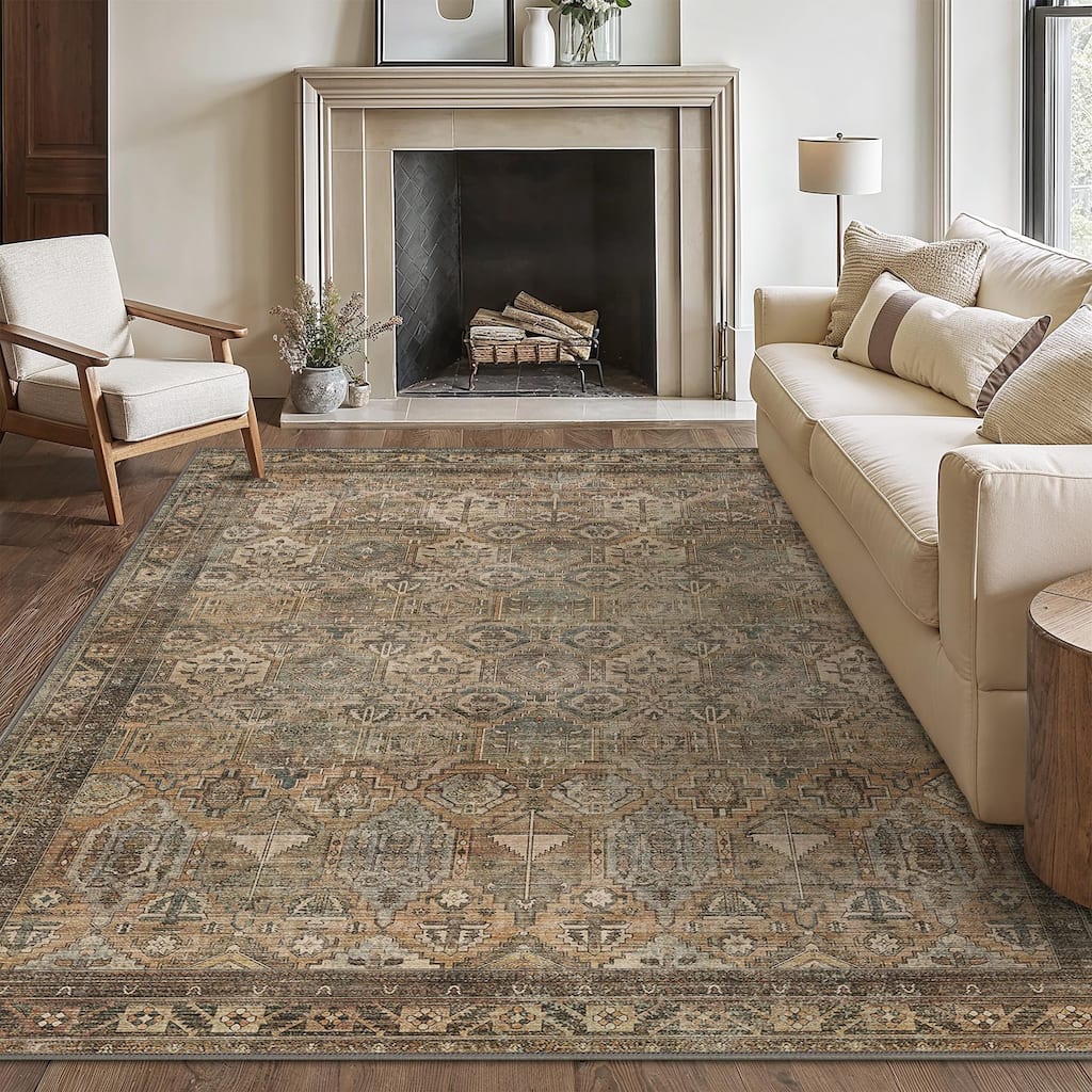 Mcow EverEase Collection Low Pile Machine Washable Non-Slip Area Rug