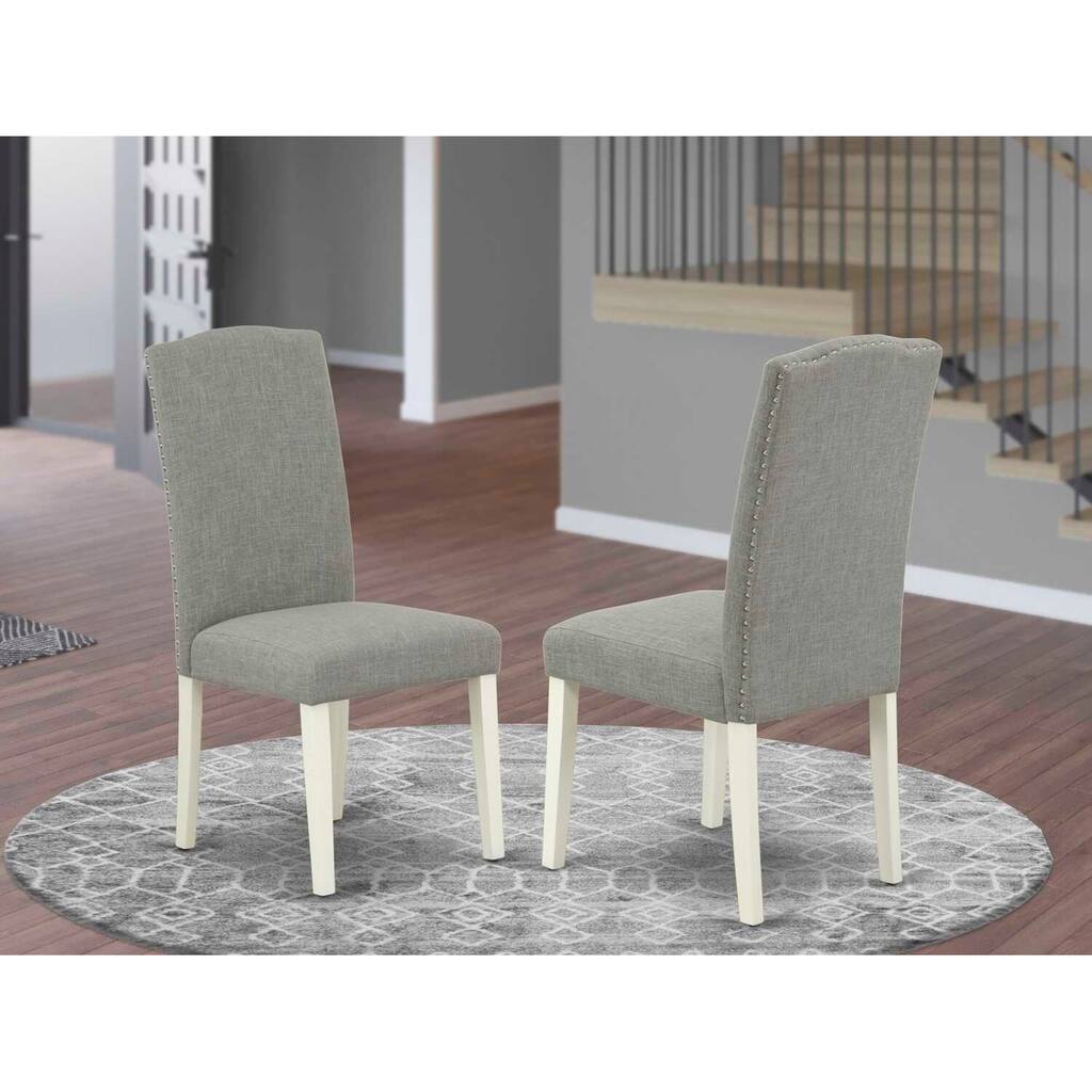 Linen Fabric Parsons Chairs - Set of 2 - Modern Dining Room Accent Chairs
