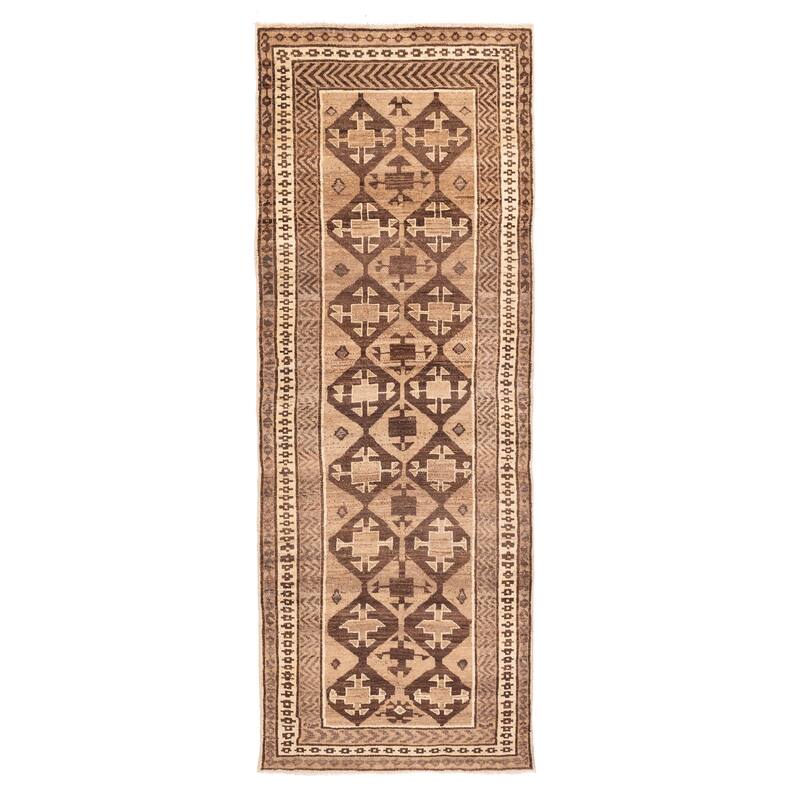 ECARPETGALLERY Hand-knotted Melis Vintage Tan Wool Rug - 4'5 x 12'3