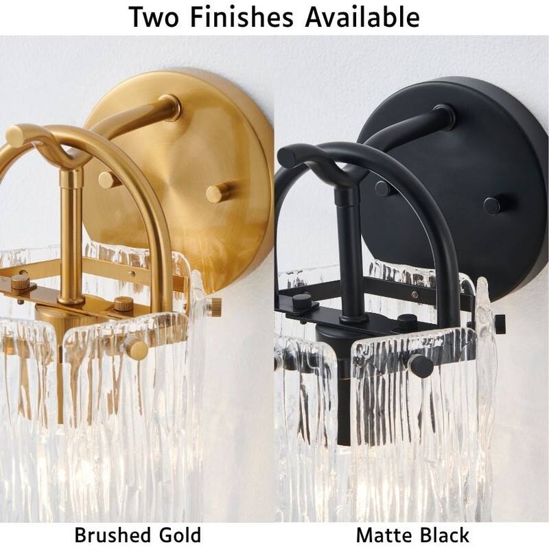 KAWOTI 1-Light Modern Glam Wall Sconce with Textured Glass Shade