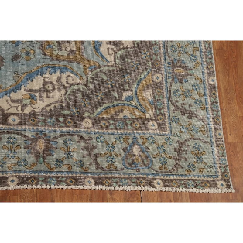 Traditional Tabriz Persian Rug Hand-Knotted Floral Wool Carpet - 9'6"x 12'9"