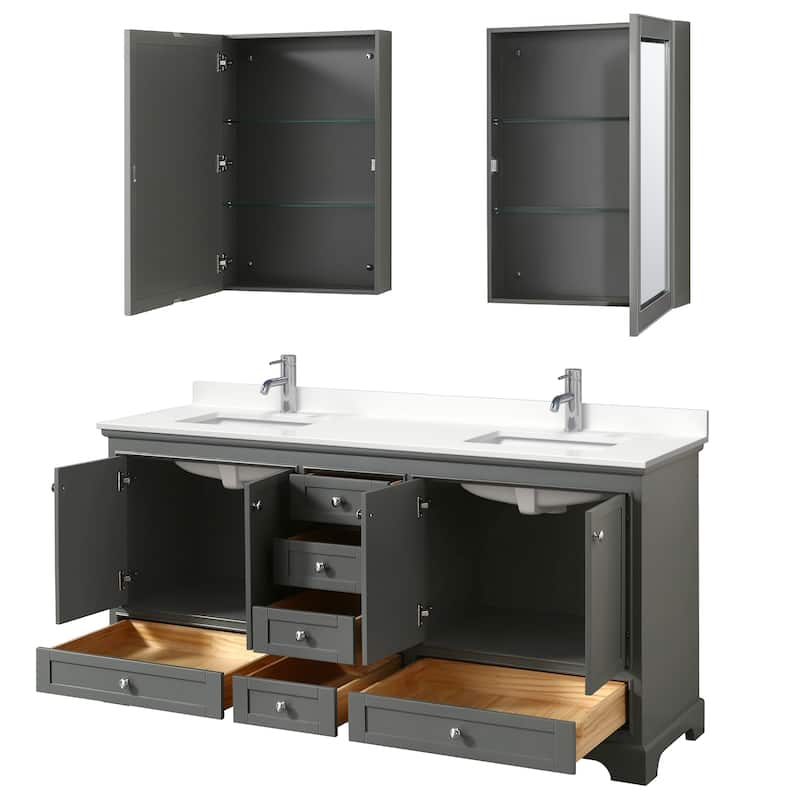 Deborah 72-inch Double Vanity, Quartz Top, Medicine Cabinets