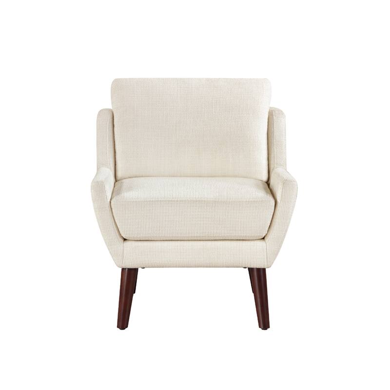 Veny Accent Armchair, Beige Chenille, Solid Wood Angled Legs